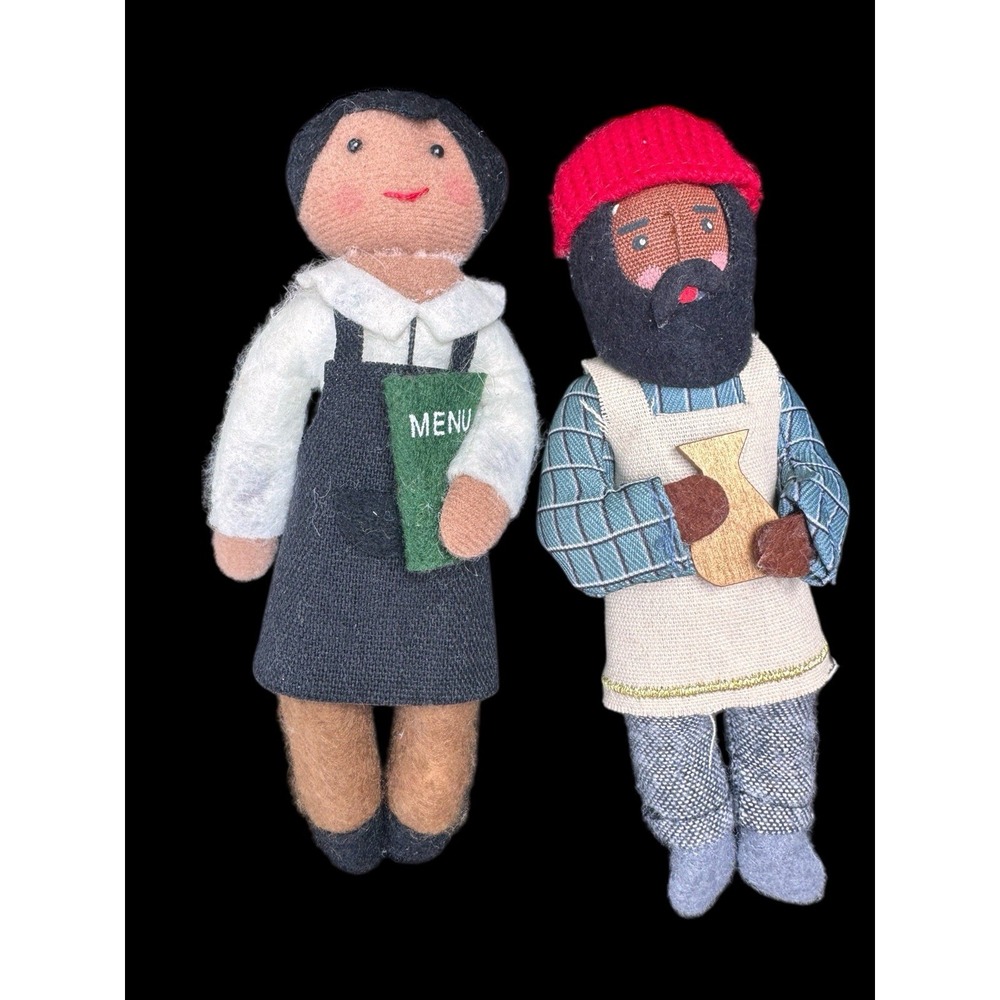 Wondershop 2 Ornaments Felt Waiter & Waitress Retired Xmas Target 2023 NWT